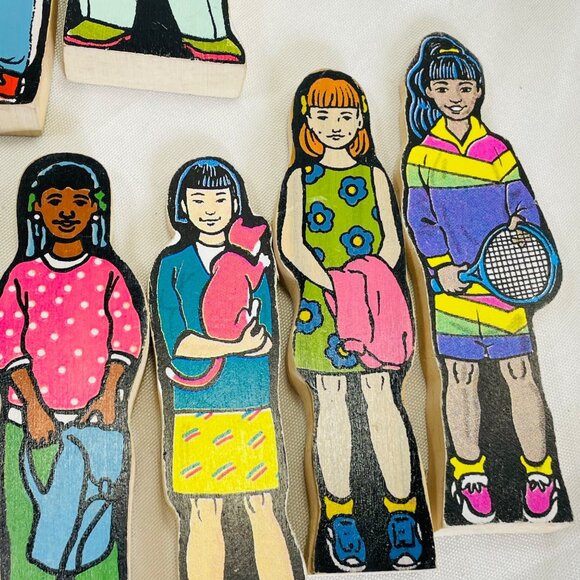 Vintage Inspired Wooden Children Figurines Set Wedgies Career Lot of 13 - Picture 12 of 16